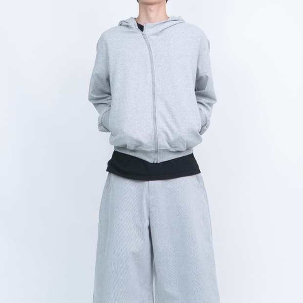 커브드 디테일 후드 집업
