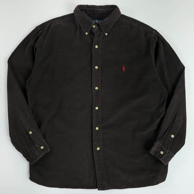 Polo  폴로 랄프로렌 자수 코튼 다크브라운 코듀로이 셔츠