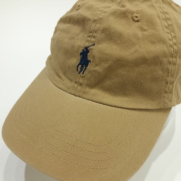 CN698 폴로 랄프로렌 베이지 블랙 자수 볼캡 모자