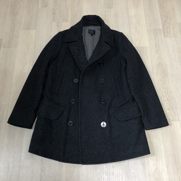 (L) 제이크루 울 100% 앵커 버튼 3M 신슐레이트 피코트 차콜