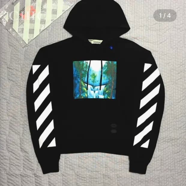 오프화이트 워터폴 애로우 후드 티셔츠 (한정판)