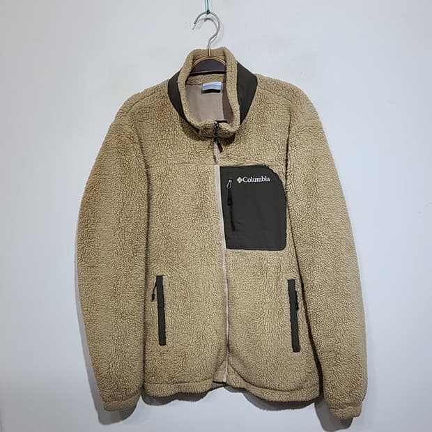 (L) 콜롬비아 플리스 점퍼 베이지 뽀글이 후리스 자켓 