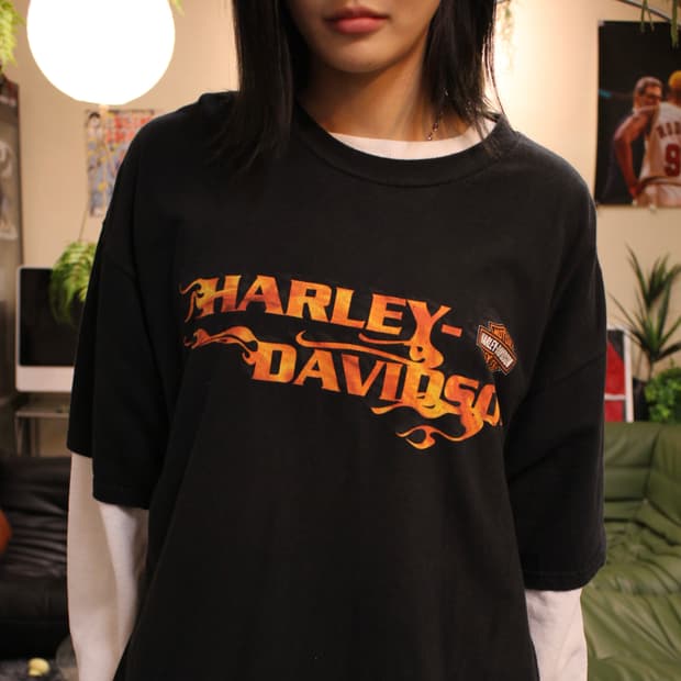 00s Harley-Davidson flame T-shirt