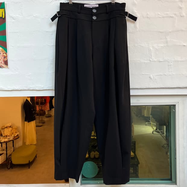 Nonmainstreamer 블랙 배기 핀턱 슬랙스 W32