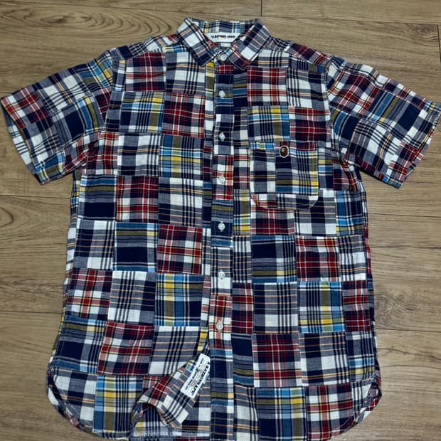 [M]베이프 패치워크 반팔 셔츠