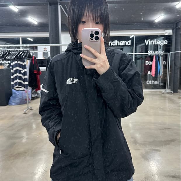 노스페이스 사이드패치 오리지널 블랙 후드 바람막이