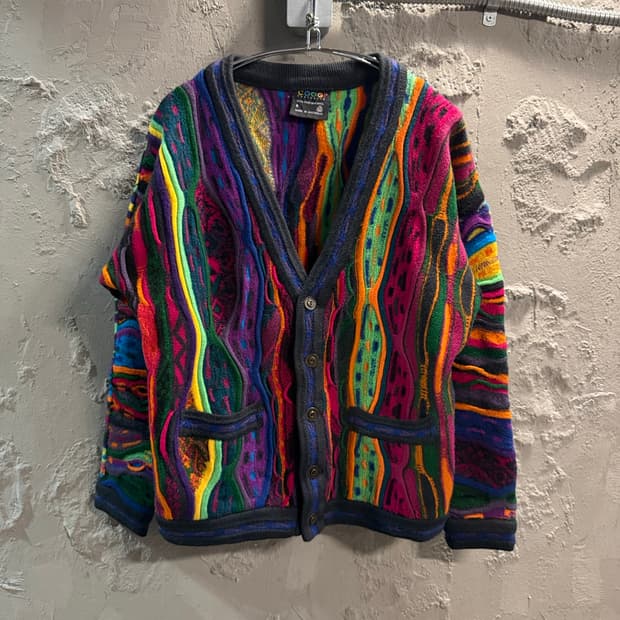 S 쿠지 COOGI 입체 3D 패턴 울 가디건 멀티컬러