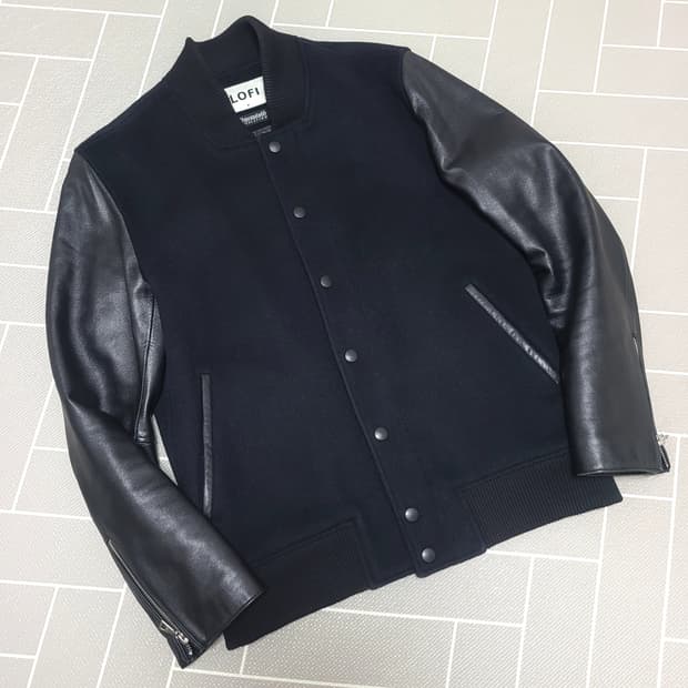 로파이 램스킨 배색 울 스타디움 자켓 M