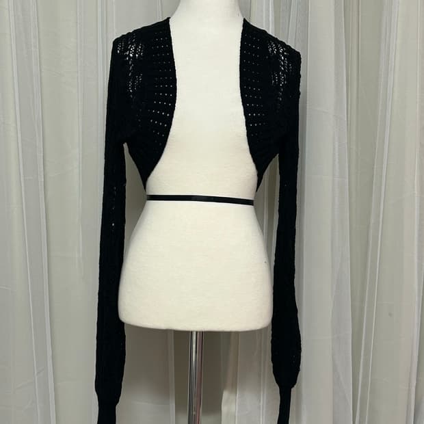 블랙 니트크롭 볼레로가디건 고스 고딕