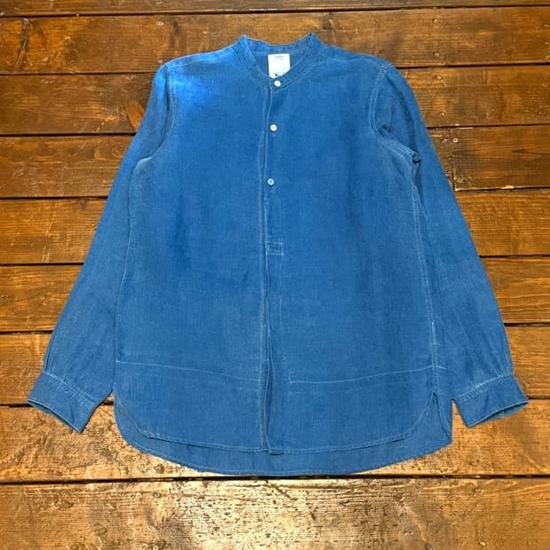 VISVIM 비즈빔 인디고 린넨 헨리넥 셔츠