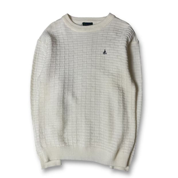 빈폴 자수로고 아이보리 패턴짜임 긴팔 니트