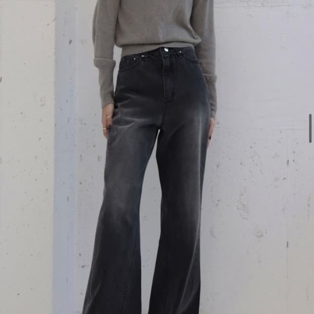 트리밍버드 터틀넥 니트 차콜 