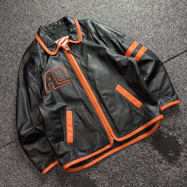 90s USA 아카이브 소가죽 카우하이드 레더 자켓 3533