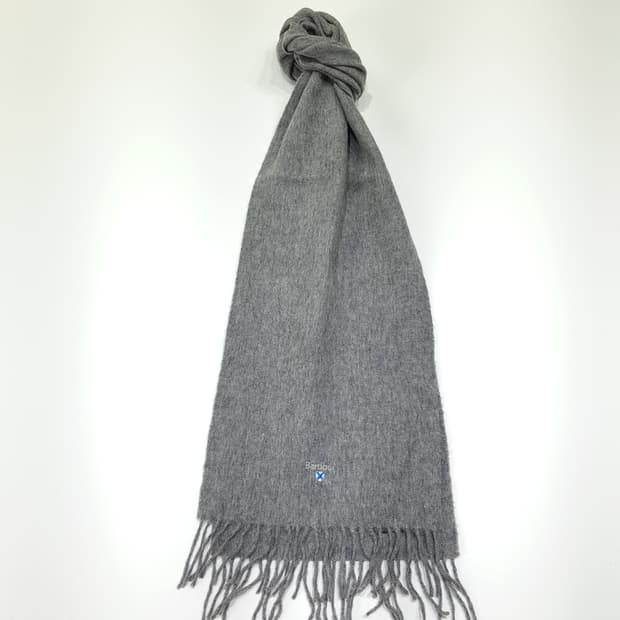 MX539 바버 울 로고자수 멜란지그레이 머플러 목도리