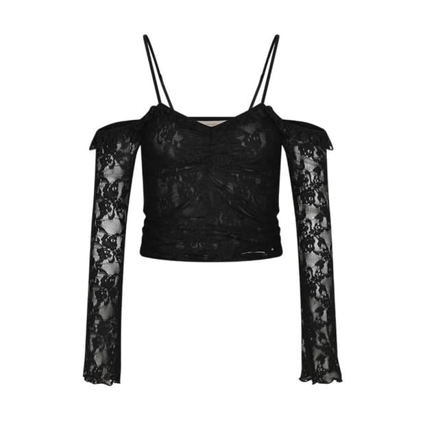 큐리티 C lace off-shoulder blouse