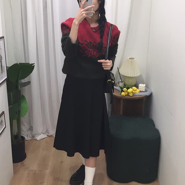 여성 라코스테 노르딕 오버핏 니트 100