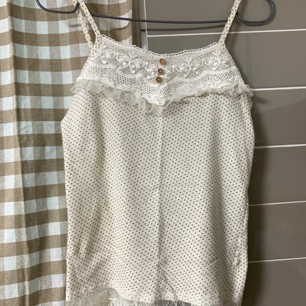 빈티지 모리걸 도트 슬리브리스 나시