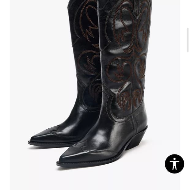 자라 디테일 카우보이 웨스턴 리얼 레더 부츠