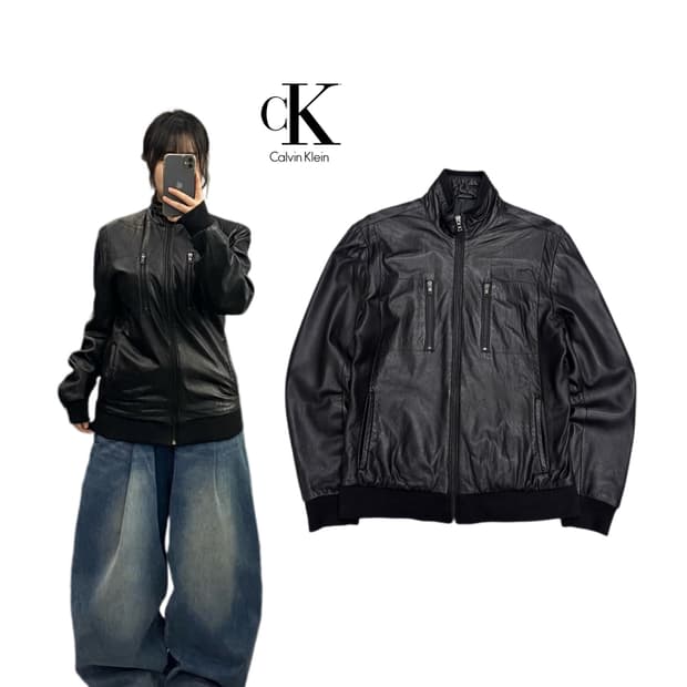 캘빈클라인 바이커 레더 가죽자켓