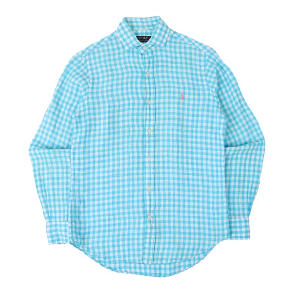 폴로 랄프로렌 린넨 라이트 블루 체크 셔츠