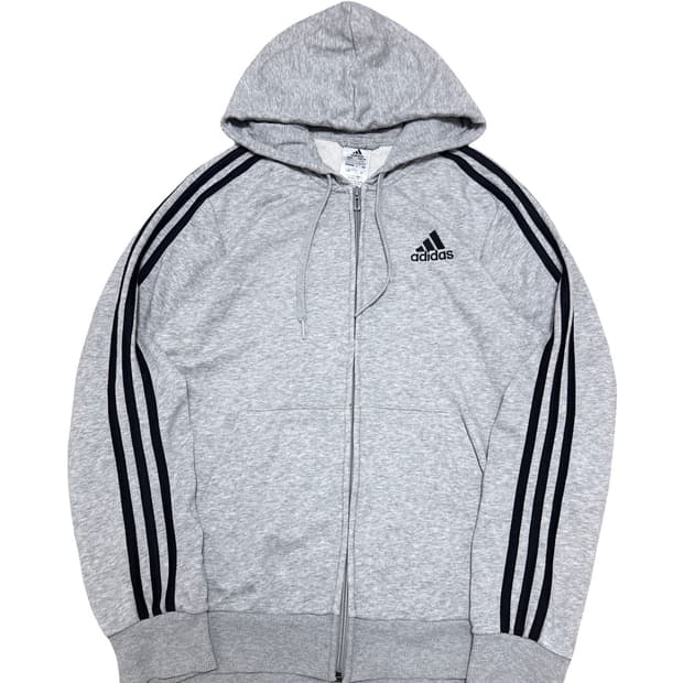 아디다스 삼선 회색 후드집업