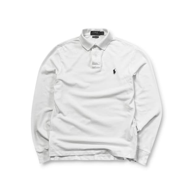 폴로 랄프로렌 화이트 롱 슬리브 카라 티셔츠