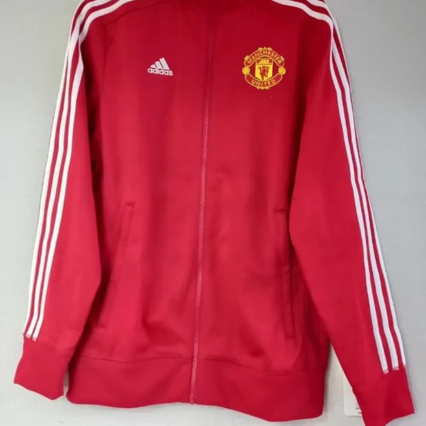 아디다스 맨유 빨흰 빨강 레드 트랙탑 저지 져지집업 100/L