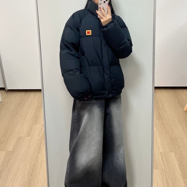 코닥 구스다운 블랙 숏패딩 자켓