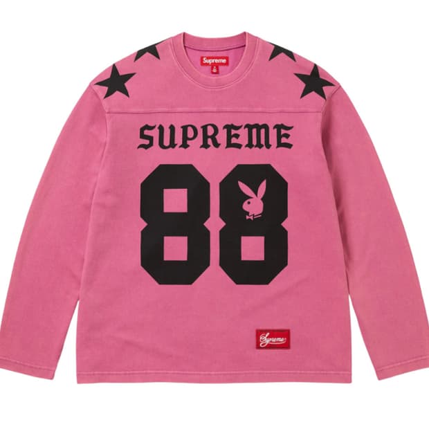 [M]슈프림 x 플레이보이 롱슬리브 풋볼 탑 핑크