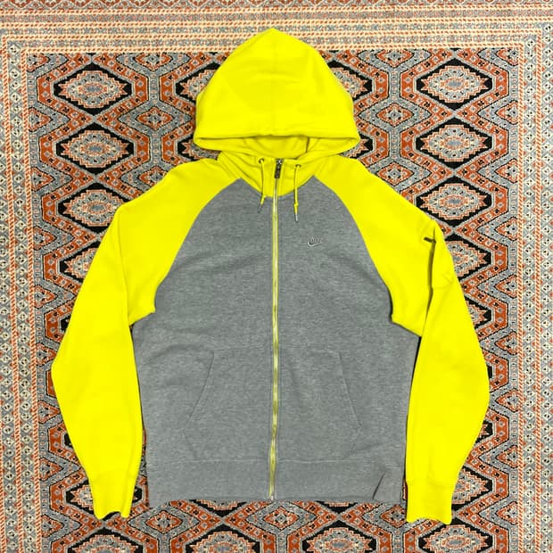 나이키 스몰로고 라임 배색 후드집업 남성XL 