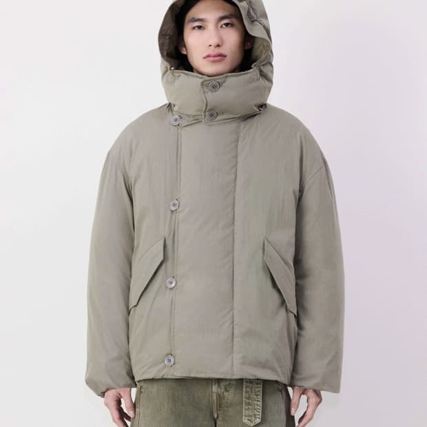 르메르 후드 다운 푸퍼 패딩 블루종 데저트세이지 / 48