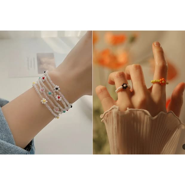 비즈 꽃팔찌, 반지 일괄