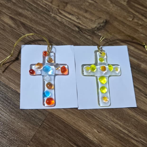 호주산 유리 십자가 오너먼트 2개 일괄 - 커플템 [미개봉 새상품]