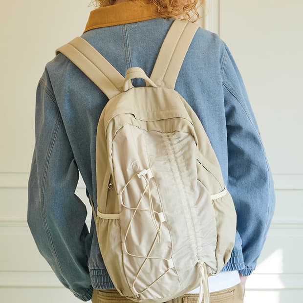 와이케이 하프 스트링 나일론 백팩 베이지