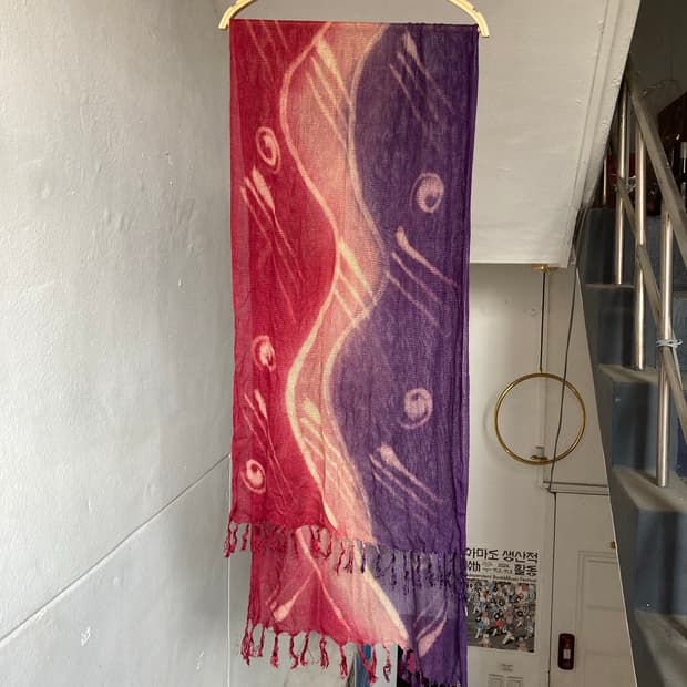 빈티지 에스닉 투톤 물결 머플러