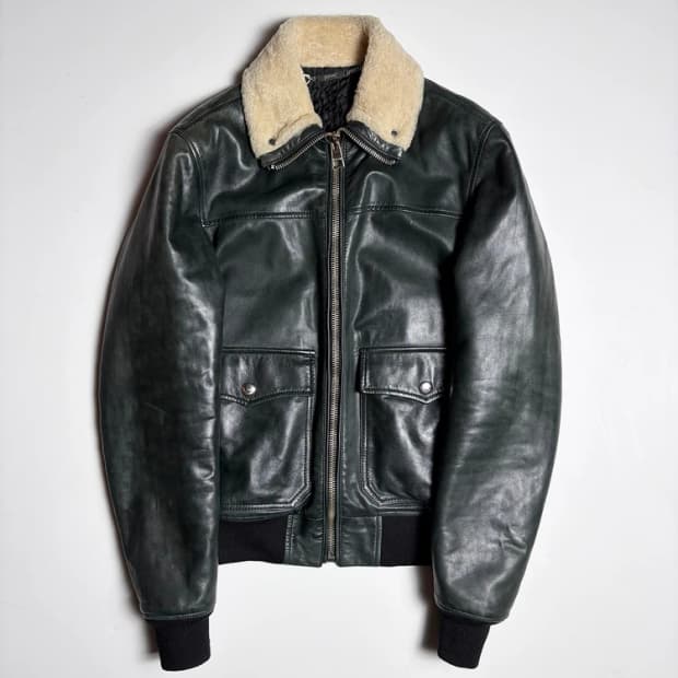 Just Cavalli 블랙 에비에이터 양가죽 자켓 R1042