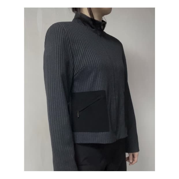 Half Neck Ribbed Pocket Blouson