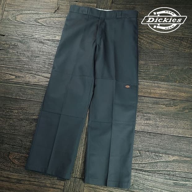 [디키즈] 로고 패치 더블니 와이드 워크 팬츠 그레이 M19457