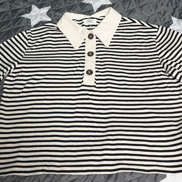 스튜디오톰보이 세미크롭 스트라이프 카라티 (F)