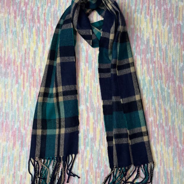 블루 체크 머플러