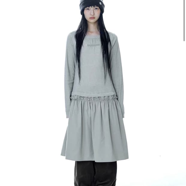 코이세이오 투웨이 셔링 원피스 카키