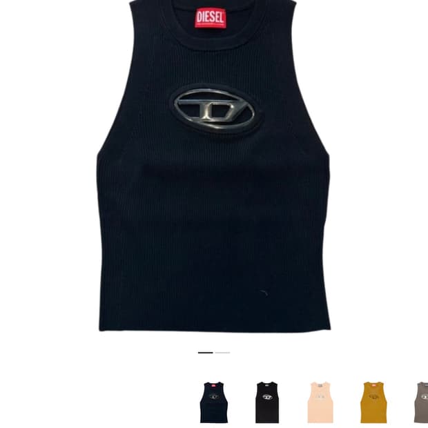 구해요!!디젤-오네르바-탑 로고 플라크 컷아웃 니트 탑 블랙 블랙