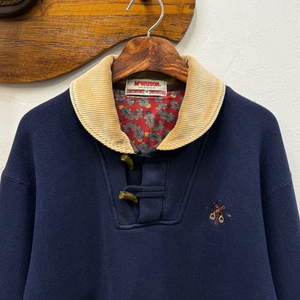 M) 90s McGREGOR Corduroy Collar Toggle S