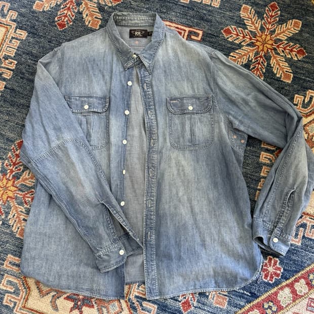 90s RRL 더블알엘 샴브레이 워크 셔츠 블루