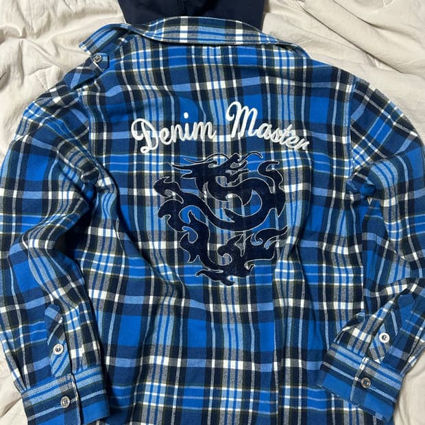 에비수 체크 모직 후드레이어드 셔츠