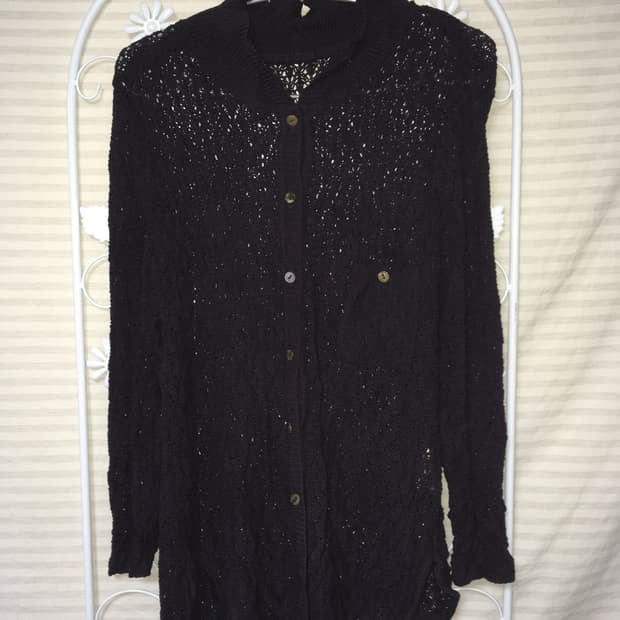 빈티지 퍼플 시스루 니트 가디건 y2k 스트릿 갸루 펑키 일본빈티지723