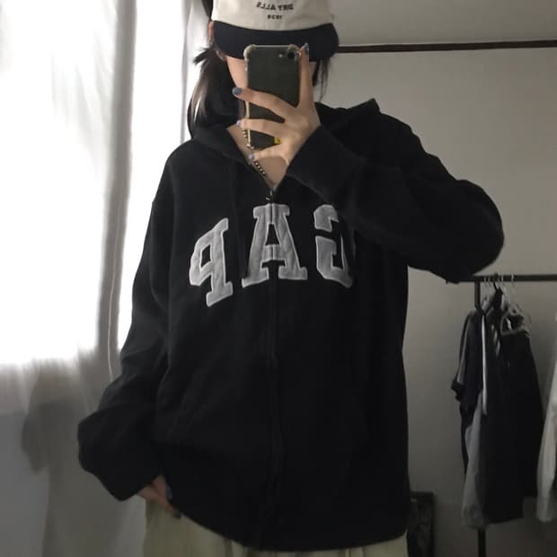 갭 블랙 후드집업