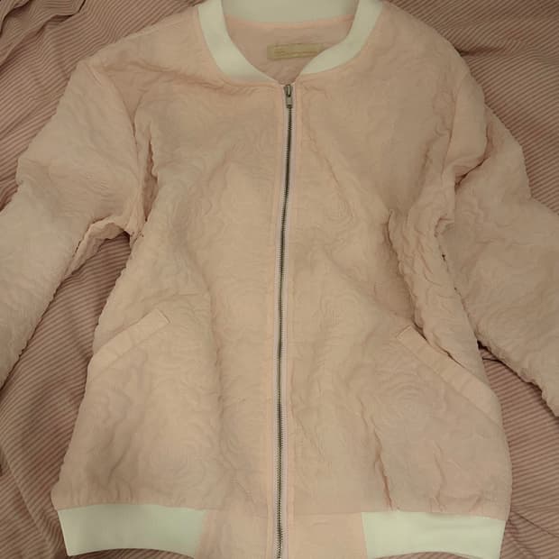 장미자수 핑크색 플라워 집업