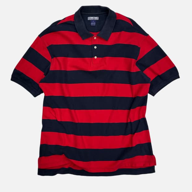 STRUCTURE 90's red stripe pk t-shirt