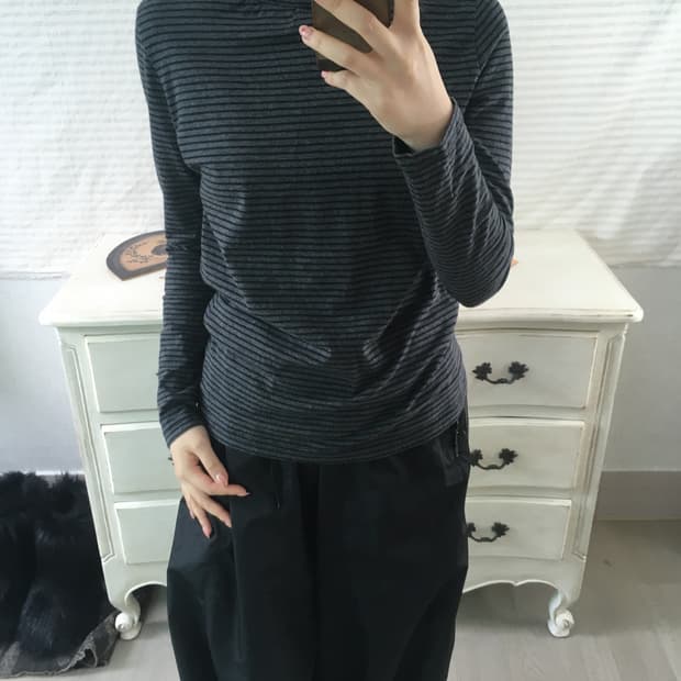 jpn vintage 블랙 차콜 스트라이프 롱슬리브